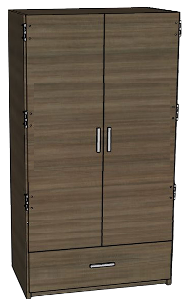 Nittany Double Door Wardrobe w\/Interior Shelf & Clothes Rod, Optional Drawers